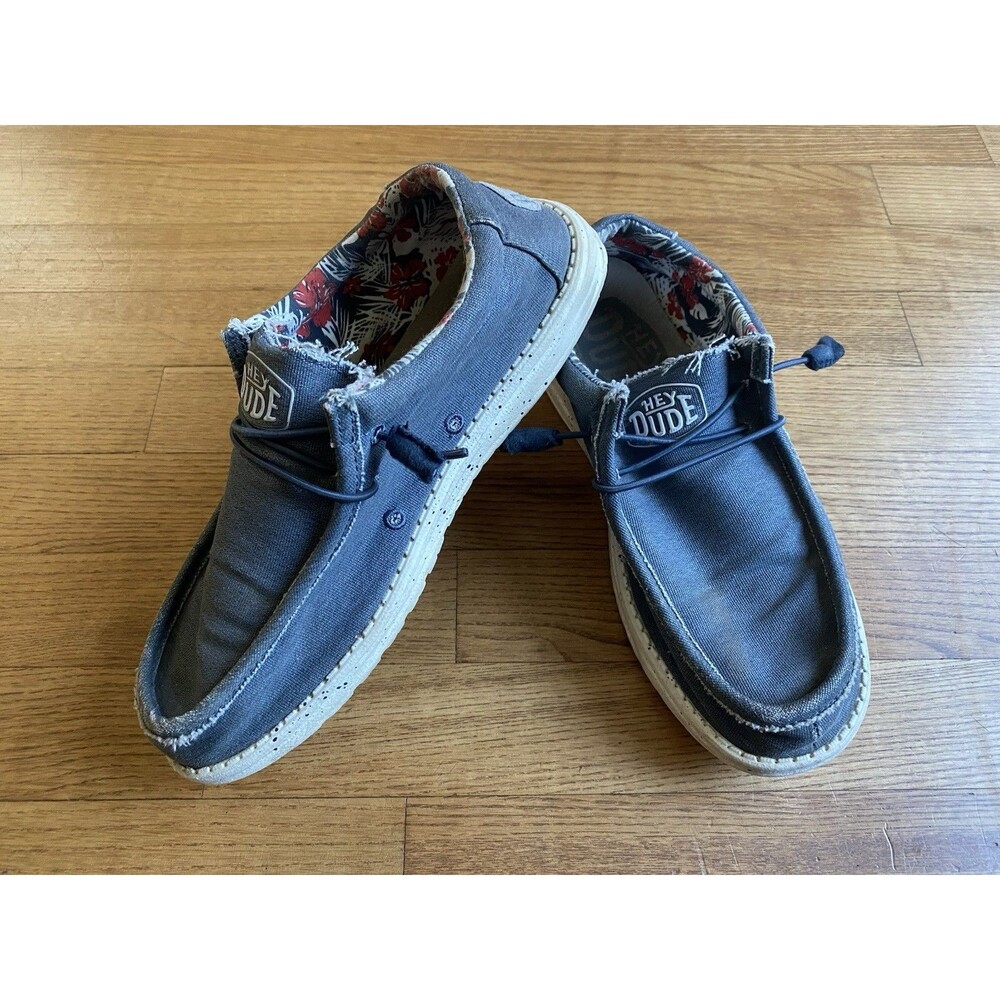 Hey Dude Wally Stretch Navy Blue Everyday Casual Shoes Size Men's 9 Slip On Boat